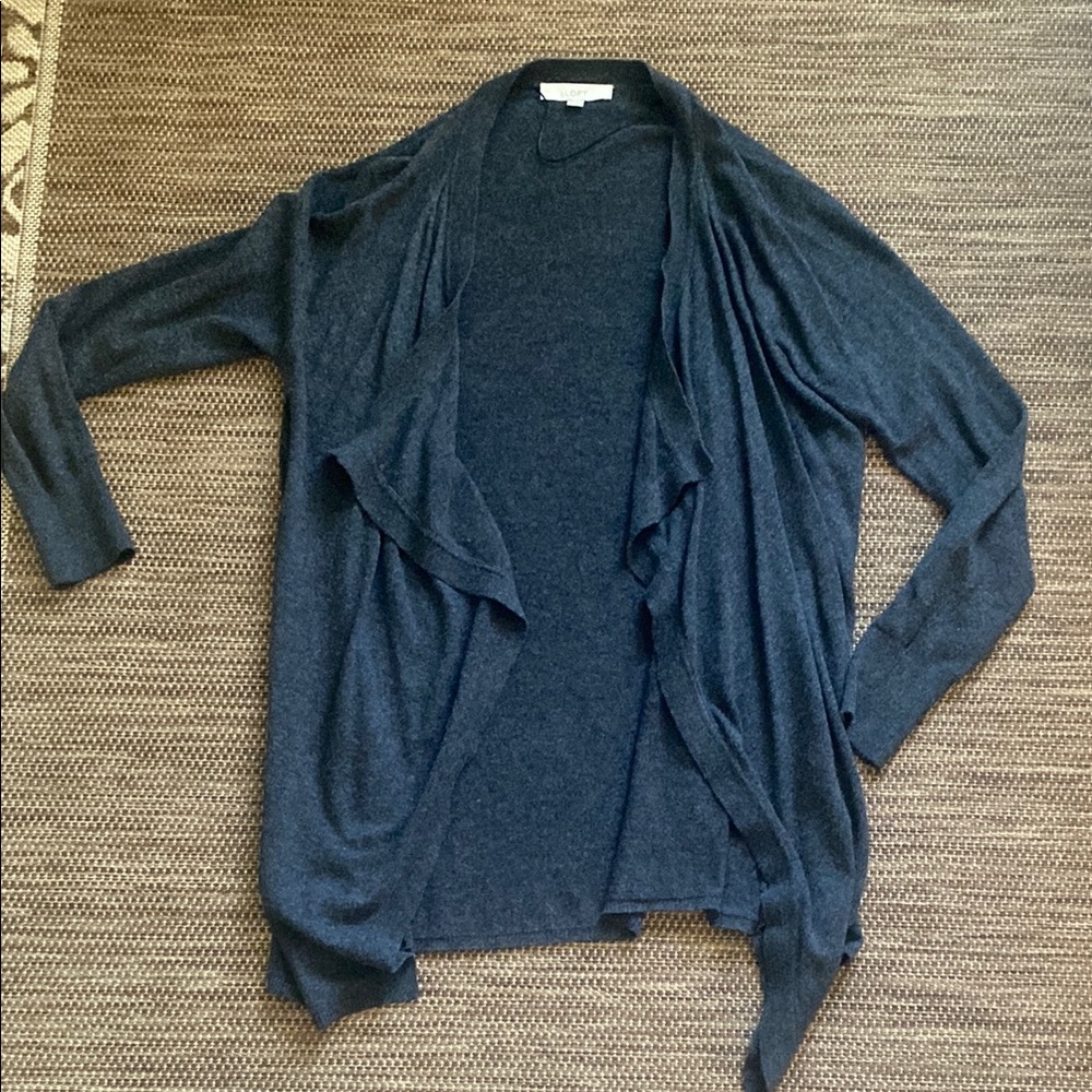LOFT Gray Draped Cardigan Sweater